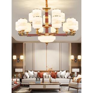 新特丽新中式吊灯客厅灯2023年新款别墅楼梯灯覆式楼中国风实木餐