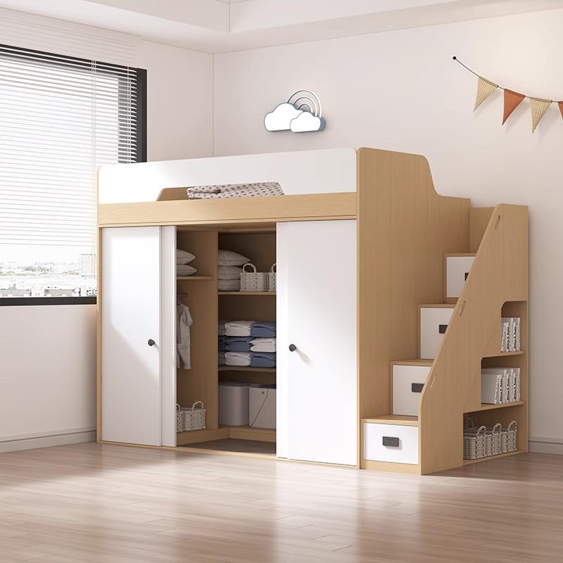 兔宝宝多功能上床下书桌带衣柜一体组合床半高床衣帽间衣柜床定制