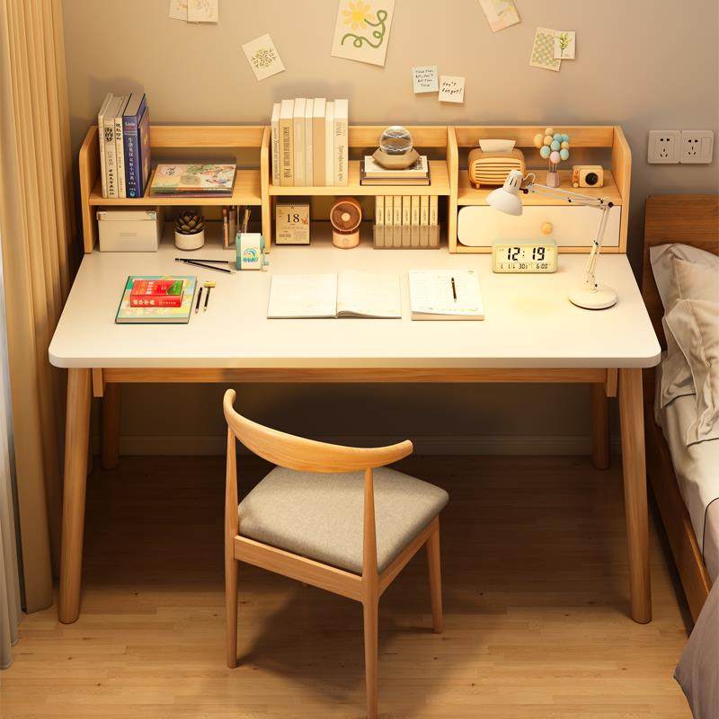 书桌书架一体桌学生家用学习桌女生卧室电脑桌实木腿简易办公桌子,住宅家具,电脑桌,淘宝优惠券,粉丝福利购,淘宝优惠卷