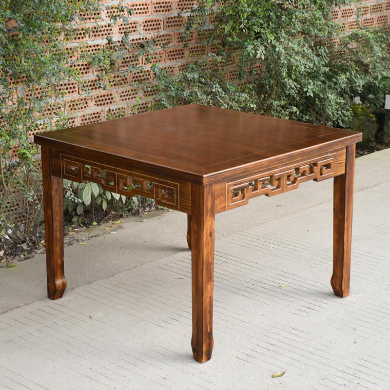 家用八仙桌实木正方形桌子面 面馆中餐桌套件四方桌休闲 农场桌椅