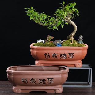 紫砂多肉花盆粗陶陶瓷家用复古榕树发财树君子兰大号阳台盆景清仓