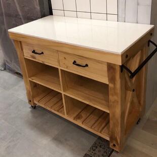 厨房中岛料理台可移动多功能切菜台吧台家用餐桌一体收纳窄餐柜