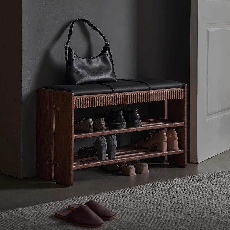 美国黑胡桃木换鞋凳家用门口实木鞋柜可坐入户鞋架软包进门穿鞋凳,住宅家具,鞋柜,淘宝优惠券,粉丝福利购,淘宝优惠卷
