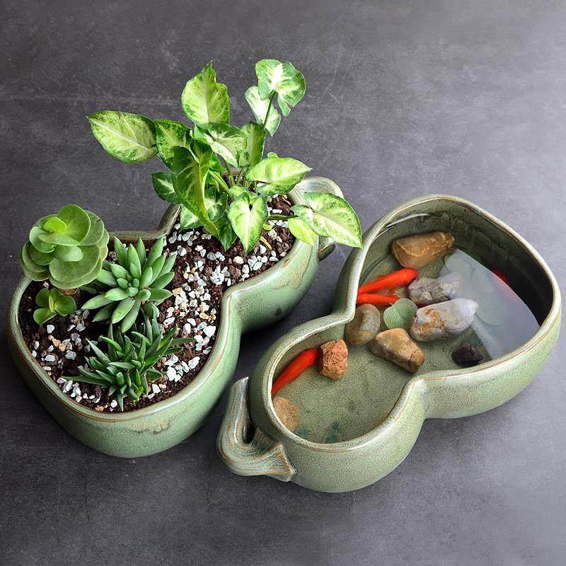 葫芦多肉花盆大型水仙花盆陶瓷花卉种植无孔铜钱草鱼缸个性化水培,鲜花速递/花卉仿真/绿植园艺,花盆,淘宝优惠券,粉丝福利购,淘宝优惠卷