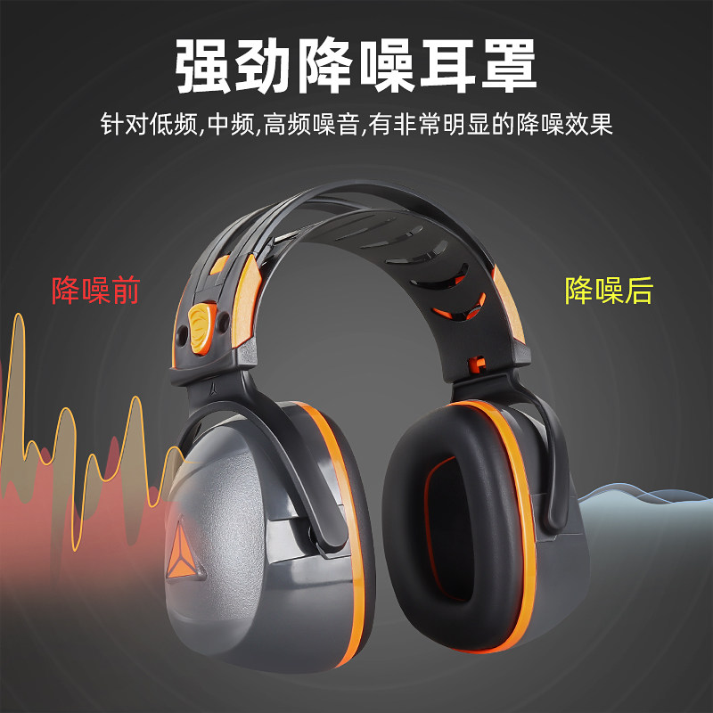 代尔塔 隔音耳罩睡眠用专业防噪音降噪学习睡觉专用神器静音耳机