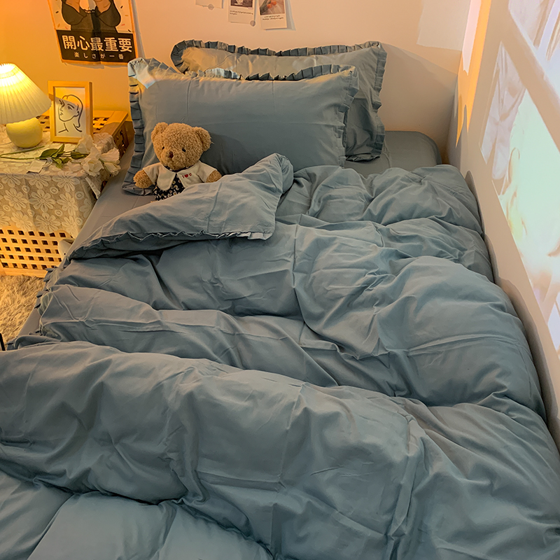 宫廷风床单水洗棉被套三件套学生宿舍床上用品床裙床笠1.8四件套4