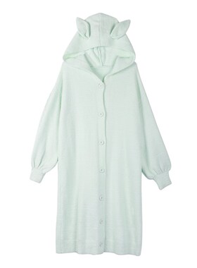 IIZZINI 睡袍女冬长袖软绵绵半边绒保暖加厚宽松兔子睡衣浴袍