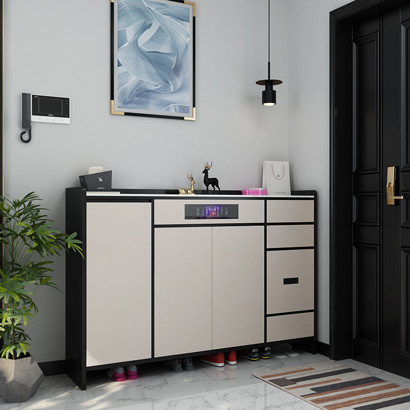 新型智能轻奢鞋柜入户杀菌除臭烘干香薰鞋厨岩板玄关柜换鞋凳定制