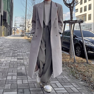 毛呢大衣男款冬季加厚中长款韩版宽松呢子秋冬高级感男士风衣外套