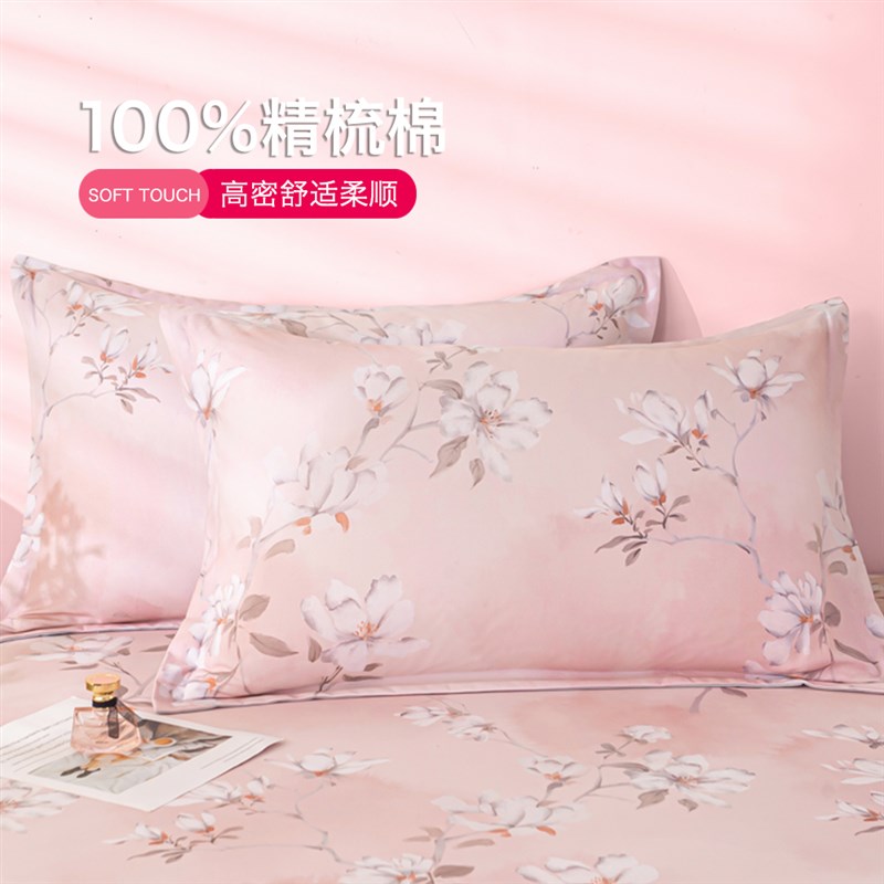 全棉枕套一对装家用磨毛加厚100棉秋冬季纯棉枕头套单人48cmx74cm