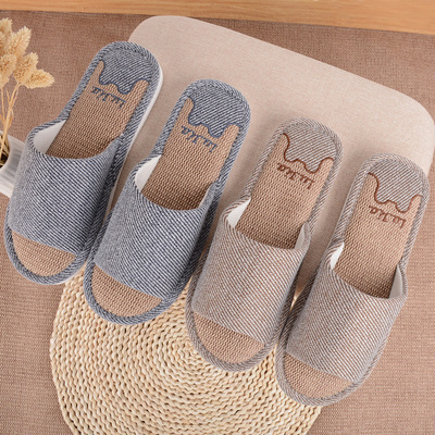 亚麻拖鞋特大码男女49厚底透气新款四季47防滑情侣静音酒店一字拖