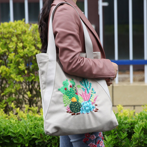 单肩帆布包刺绣diy材料包手工自绣收H纳包包立体绣花帆布袋欧式绣