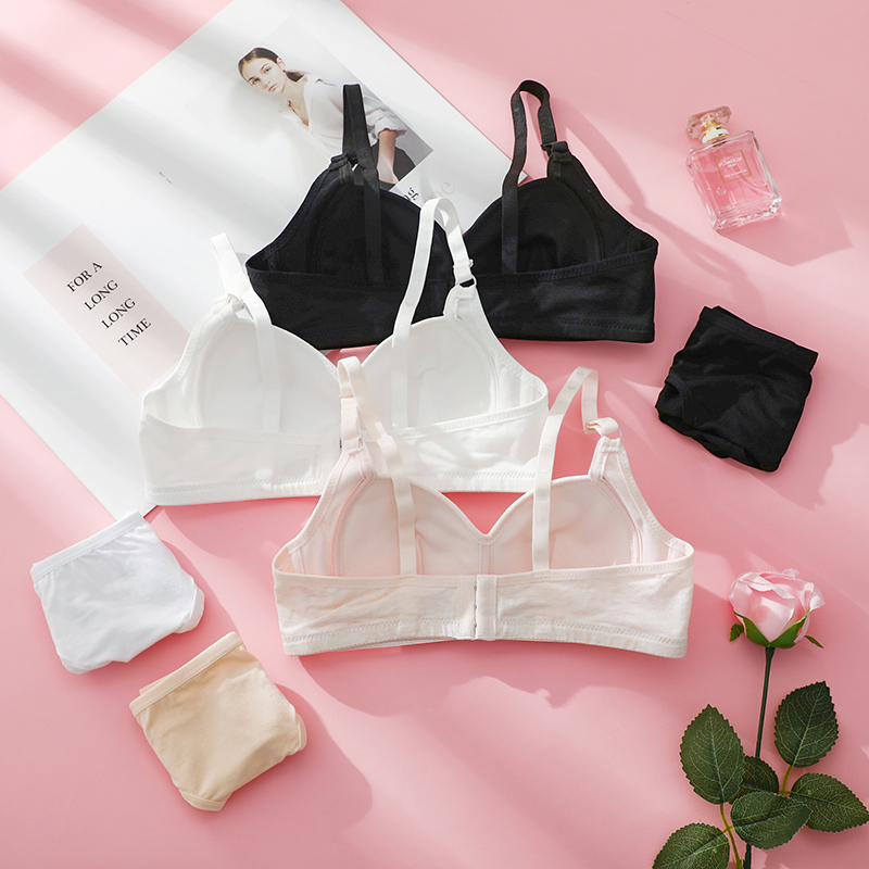 内衣内裤一套女学生高中少女小胸聚拢胸罩无钢圈薄款纯棉文胸套装