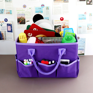 教师收纳袋折叠上课可携式手提袋大容量文具袋课堂玩具整理分类教