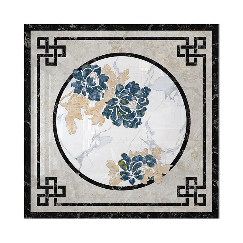 中式电梯轿厢地面瓷砖图案别墅进门仿水刀拼花地砖定制大理石造型
