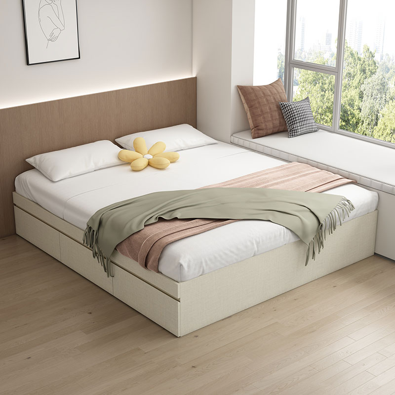 定制无床头床高箱储物实木ENF级欧松板榻榻米床任意尺寸双人大床