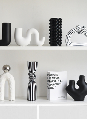 高档现代抽象条j纹艺术个性小众样板间家居装饰品酒柜摆设客厅摆