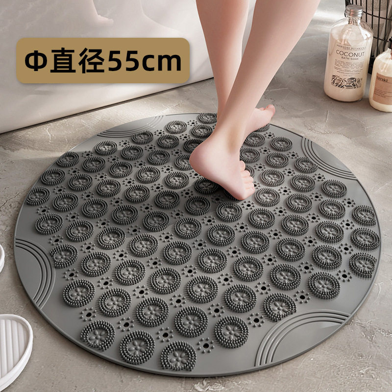 圆形浴室防滑垫防摔地垫淋浴房洗澡脚垫带吸盘按摩垫卫生间防水垫