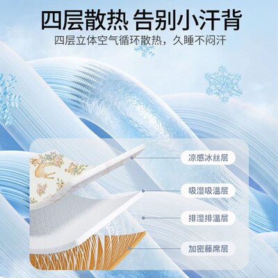 幼儿园凉席午睡专用65x120儿童床藤席子宝宝双面婴儿凉垫定制夏季