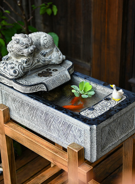 新中式玄关桌面招财流水摆件办公室前台循环水景茶室开业乔迁礼品