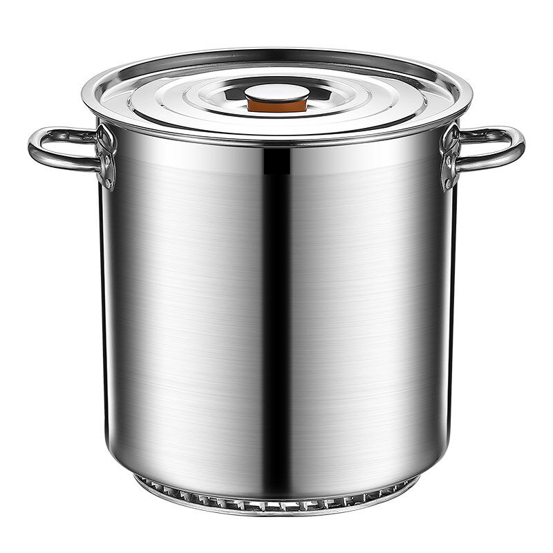 翅片燃气节能汤桶304不锈钢加厚大容量汤锅带盖卤桶复底圆桶商用