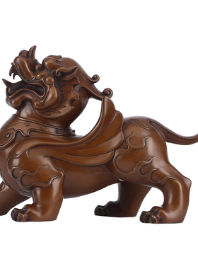 紫铜貔貅摆件一对客厅皮丘貔恘玄关办公室装饰开业礼品铜器工艺品