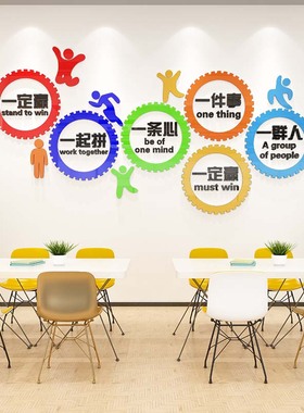一条心压克力团结励志墙面贴纸标语公司企业文化办公室装饰布置