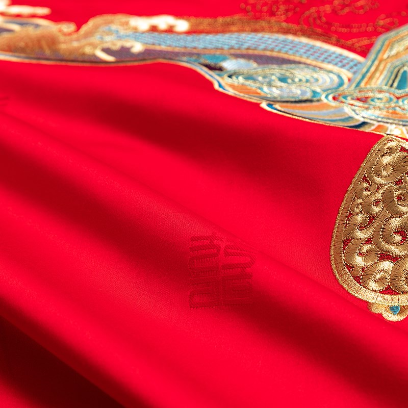 婚庆床上用品四件套龙凤刺绣花被套床单结婚礼喜被陪嫁十件套