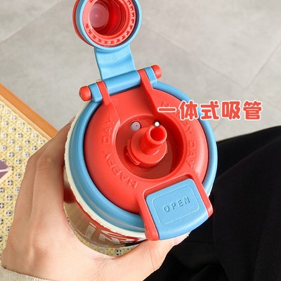 咖啡保温杯女生可爱高颜值吸管双饮水杯新款2025学生可携式316杯