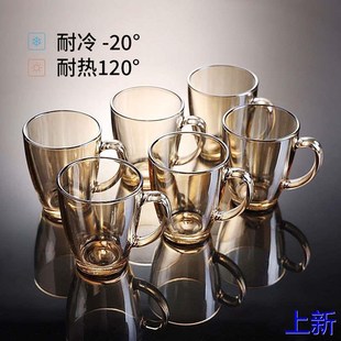 高颜值耐热玻璃杯钢化防摔水杯带家用把泡茶杯大容量冷水壶新款