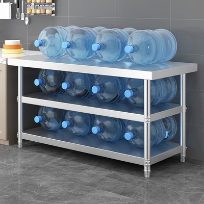 加厚不锈钢工作台商用双层操作台厨房案板切菜剁骨工作台多层架子