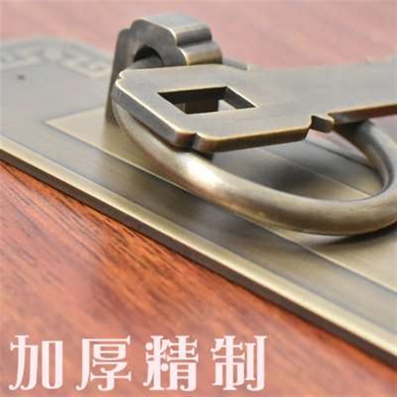 纯铜拉手中式仿古实木门把手老式全铜柜门拉环挂锁长条搭扣锁扣