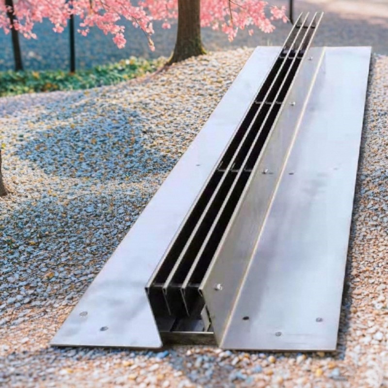 下水道室外道路304不锈钢线性排水沟盖板U型槽一体式成品隐形户外