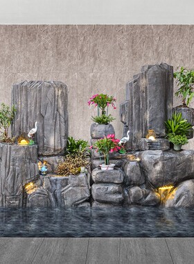 大型庭院鱼池流水景观摆件假山造景酒店阳台花园布置室内装饰水景