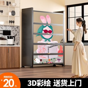 2025新款钢制家用厨房多功能置物架落地多层微波炉收纳柜餐边柜子