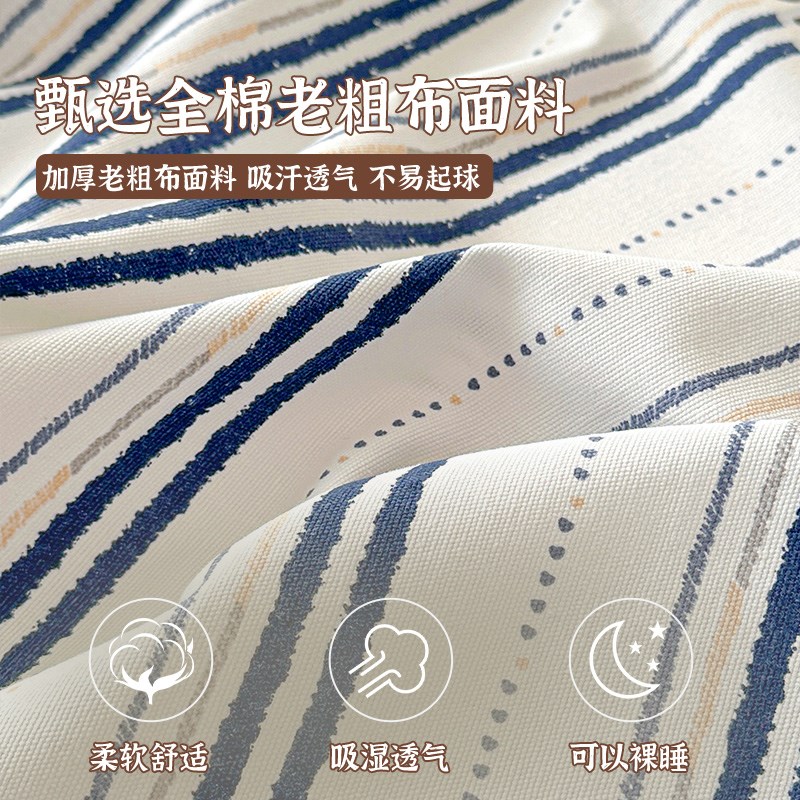 2025新款老粗布床单单件100全棉加厚烫画被单学生宿舍三件套1