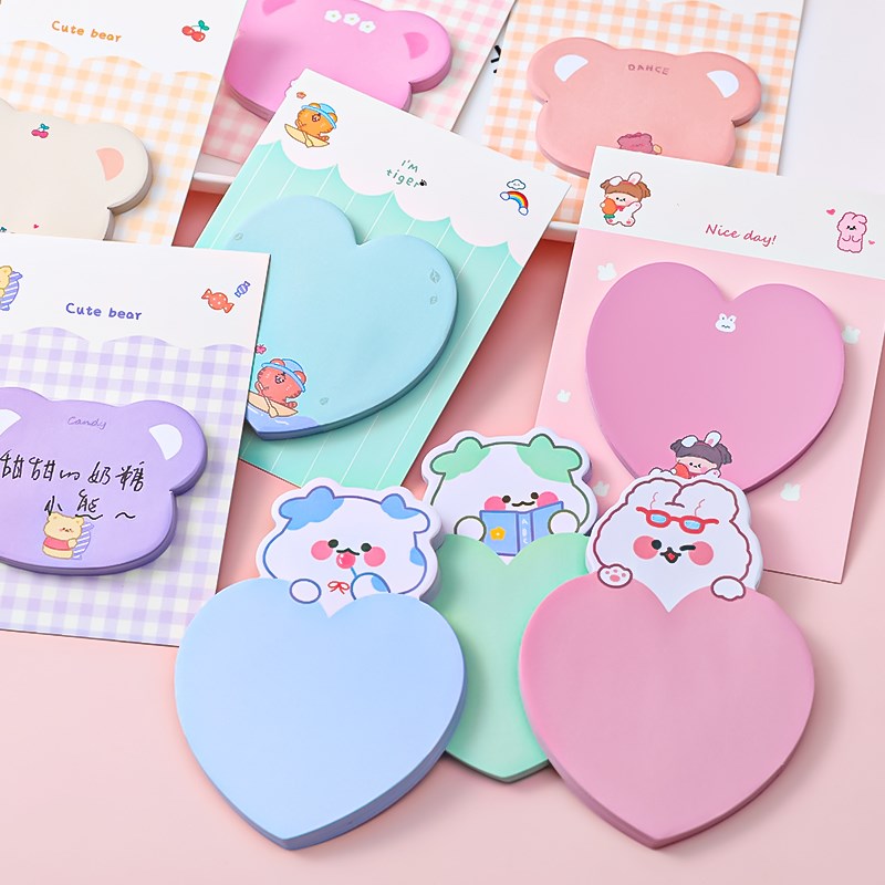 彩色便利贴高颜值心形标记小条n次贴有粘性可爱少女随身小本子创