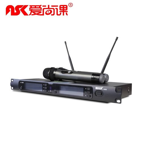 爱尚课 L-2022 U段调频一拖二家用舞台婚庆KTV无线麦克风防啸叫