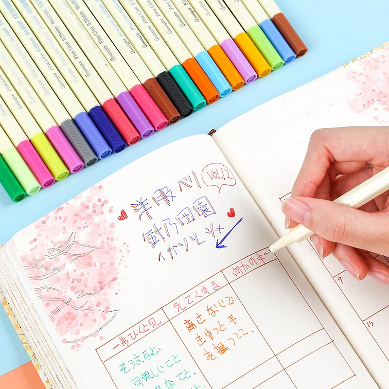 0.38mm轮廓笔手抄报手帐模板勾线笔棕色儿童学生绘画彩色极细水性