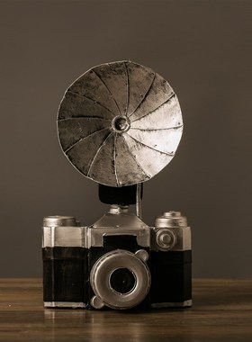 复古老式照相机模型工艺品创意酒吧摆件家具橱窗陈列美式软装饰品
