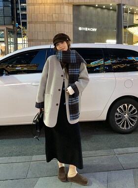 NAZ那子大码冬季新款温柔风宽松直筒黑色胖妹妹时尚针织背心裙女