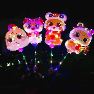 2025新年蛇年发光气球卡通手持儿童充气玩具春节活动地推摆摊夜市