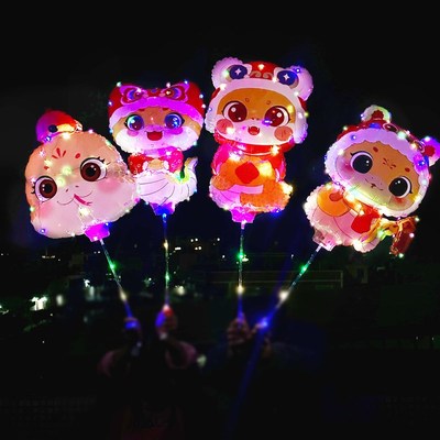 2025新年蛇年发光气球卡通手持儿童充气玩具春节活动地推摆摊夜市