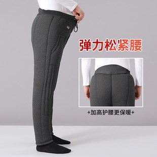 子 内穿羊羔绒加绒加厚中老年松紧高腰防寒保暖裤 冬季 老人爷爷棉裤