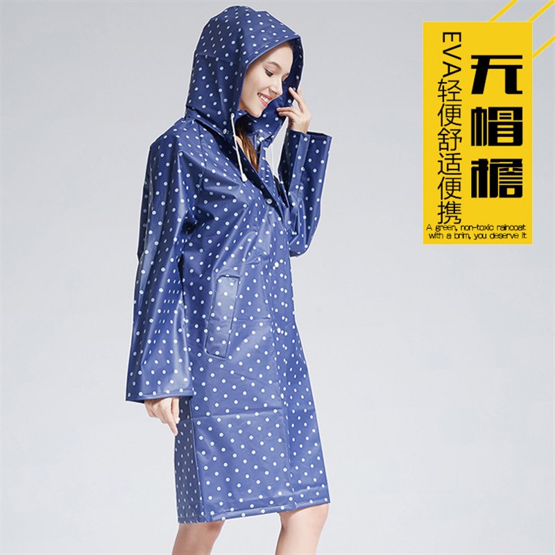天夕雨EVA圆点水玉波点风衣式女式雨衣 新款耐污 加厚 女士雨披