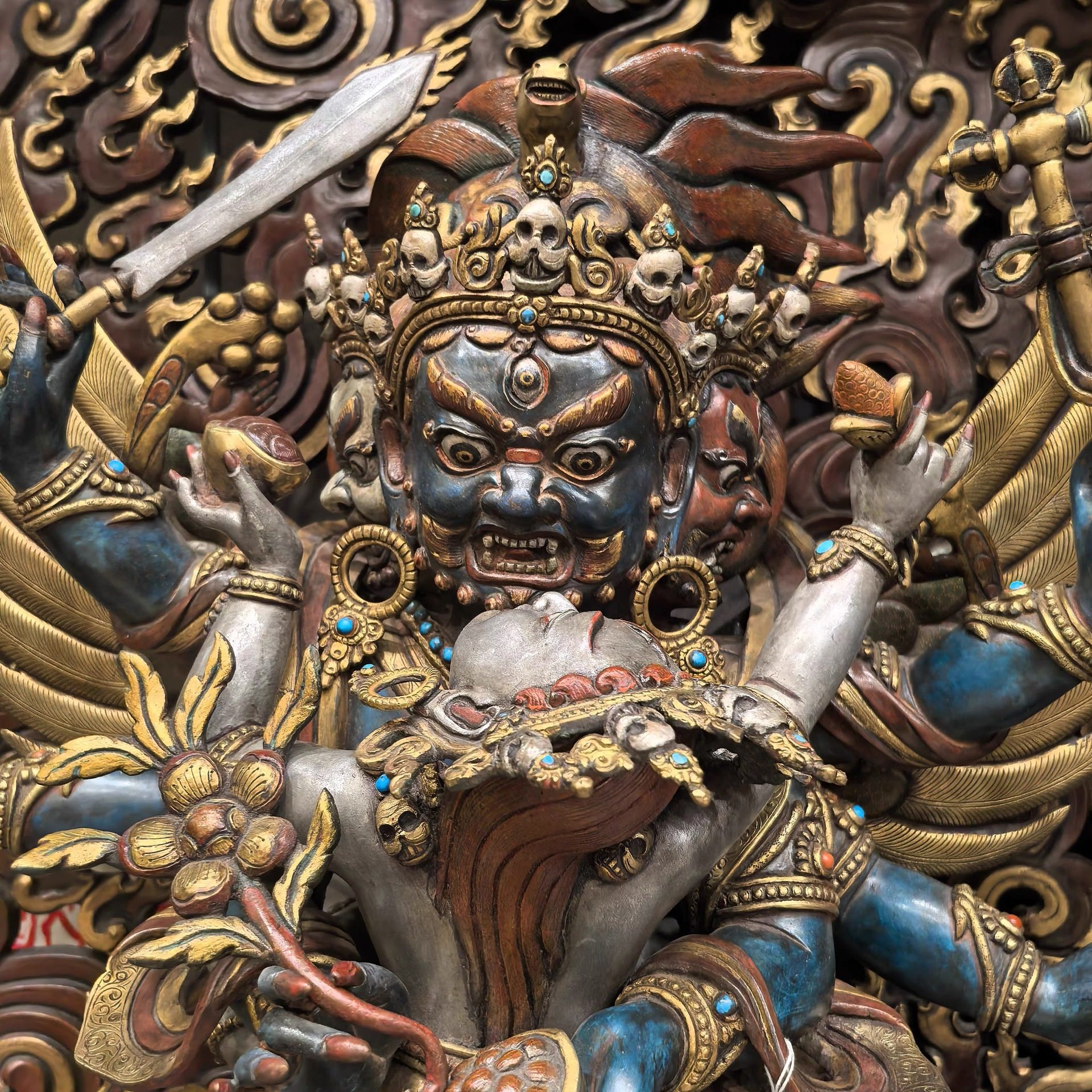 马头明王/马头金刚/旦真/旦增/74cm尼泊尔释迦族名家鎏金佛像