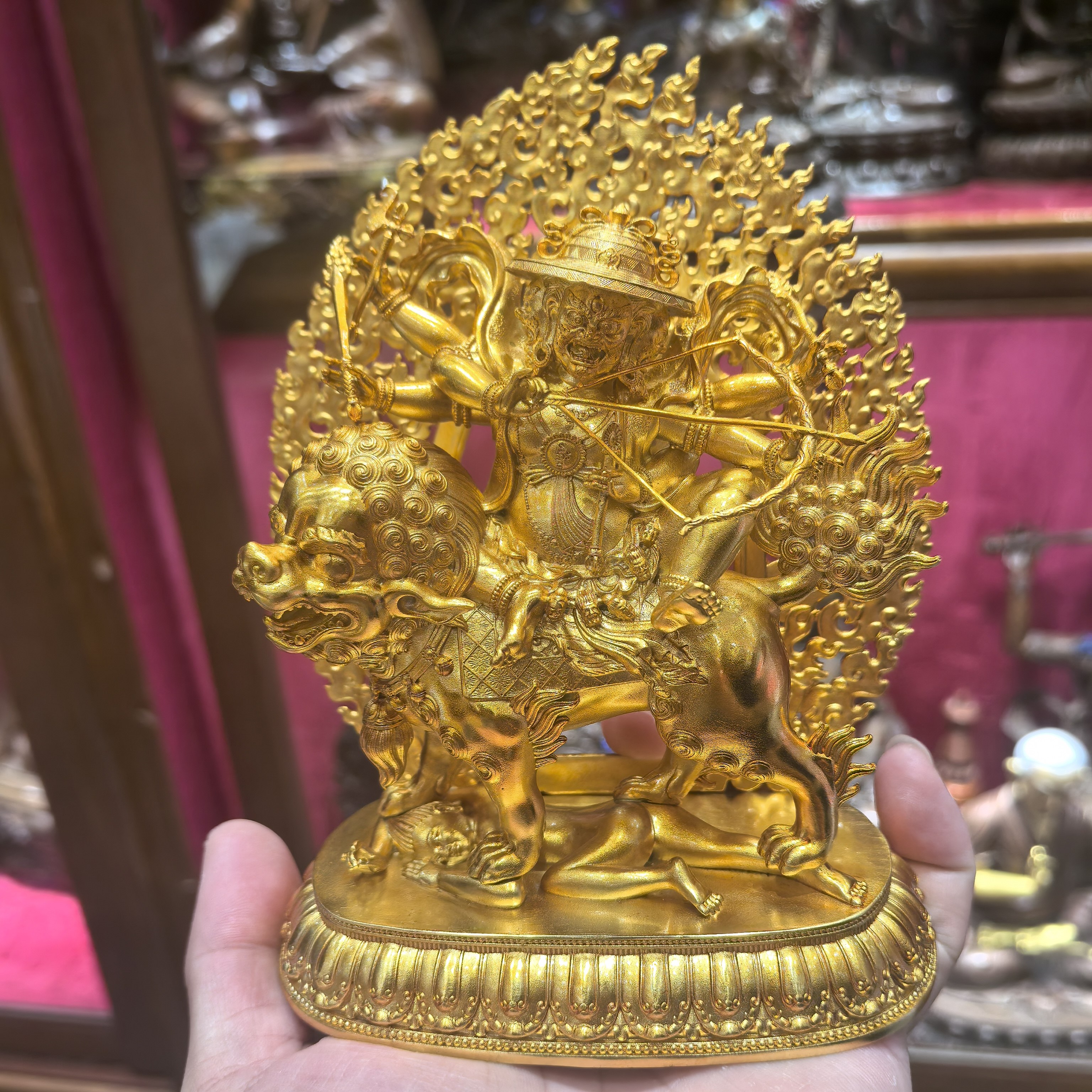 白哈尔王/白哈尔/乃琼护法/乃琼/15cm金铜佛像藏传佛堂供奉摆件