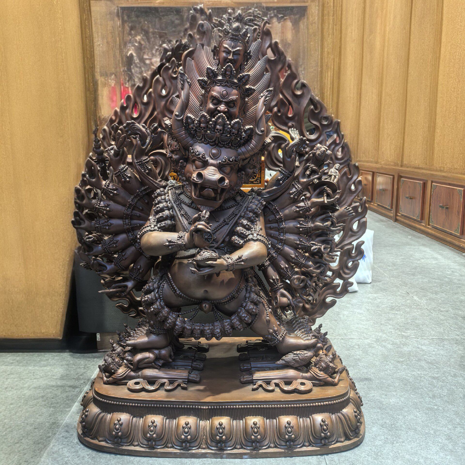大威德/大威德金刚/独雄/独勇尊护法/独勇大威德/1米红铜藏传佛像