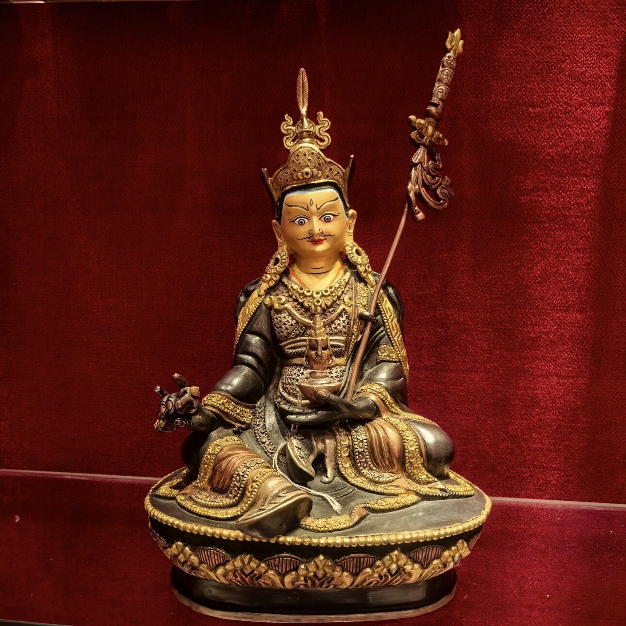 莲师/莲花生大师/莲花生大士/26cm 尼泊尔鎏金佛像摆件