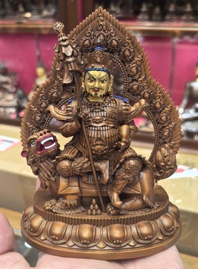 财宝天王/毗沙门/财宝大将/多闻天王/15cm紫铜佛像护法财神摆件